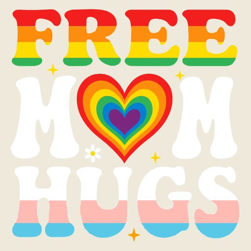 Bunte "Free Mom Hugs" Regenbogen Pride
