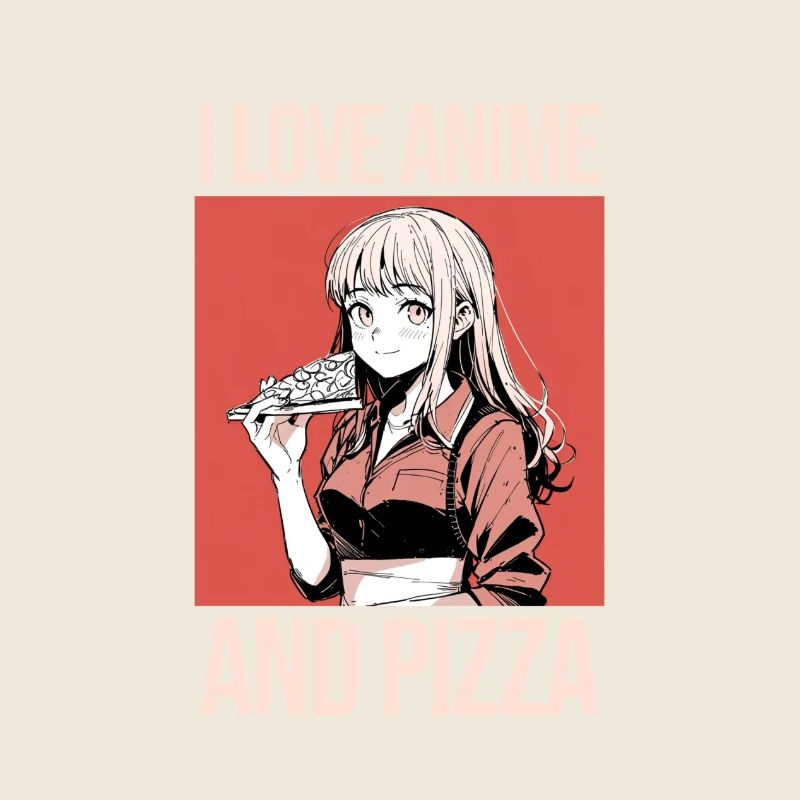 J’aime l’anime et la pizza - Style manga