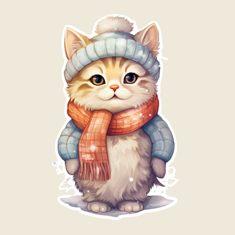 fröhliche Katze im Winter