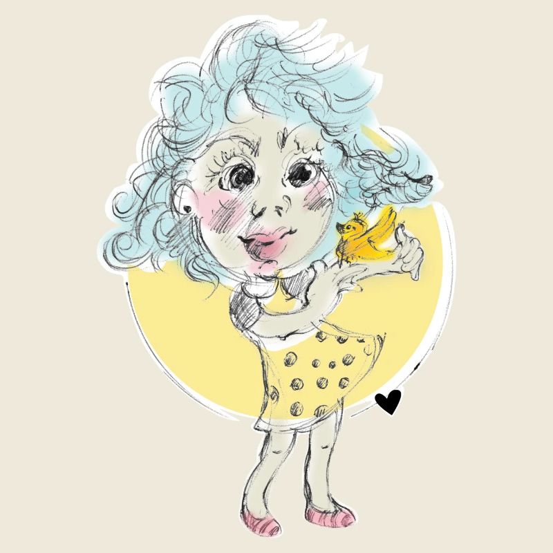 Mädchen mit Kanarienvogel