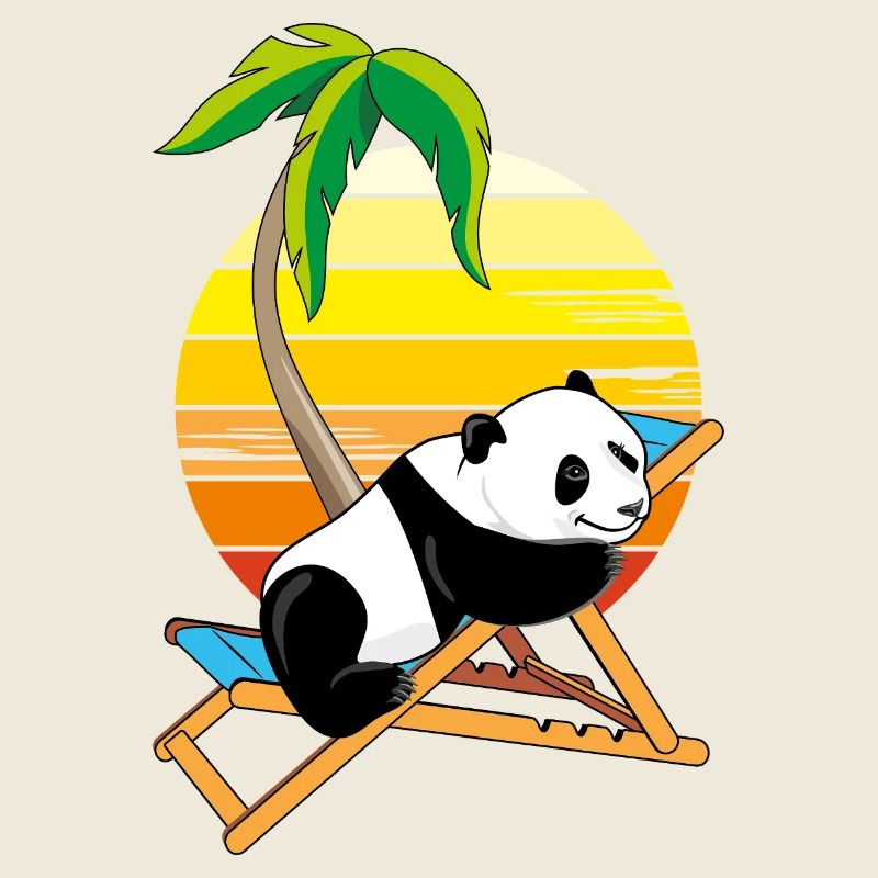 Bébé panda ours se relaxant sur la chaise longue