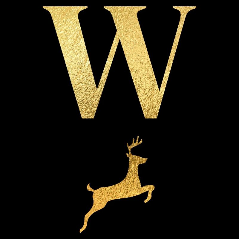 Buchstabe w Goldener Hirsch - Geschenkidee