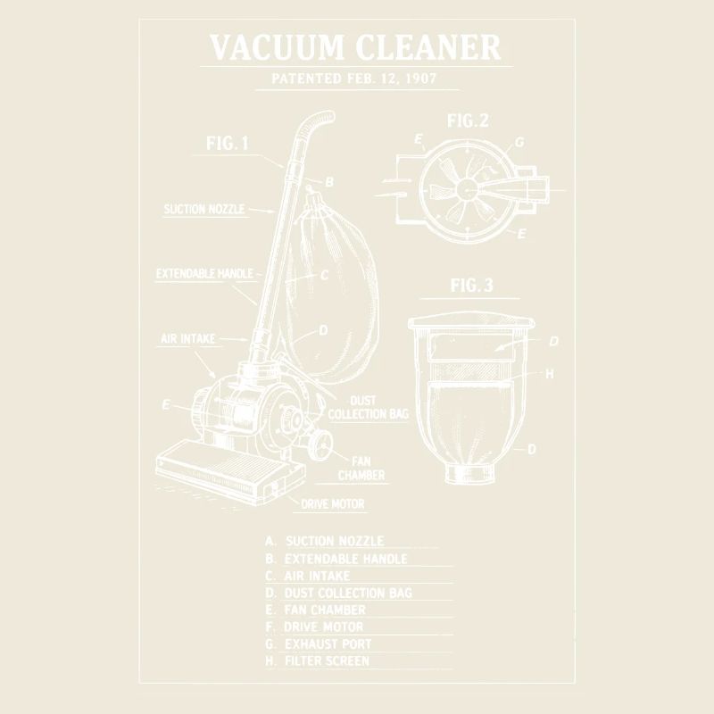 Plan de brevet pour aspirateur vintage