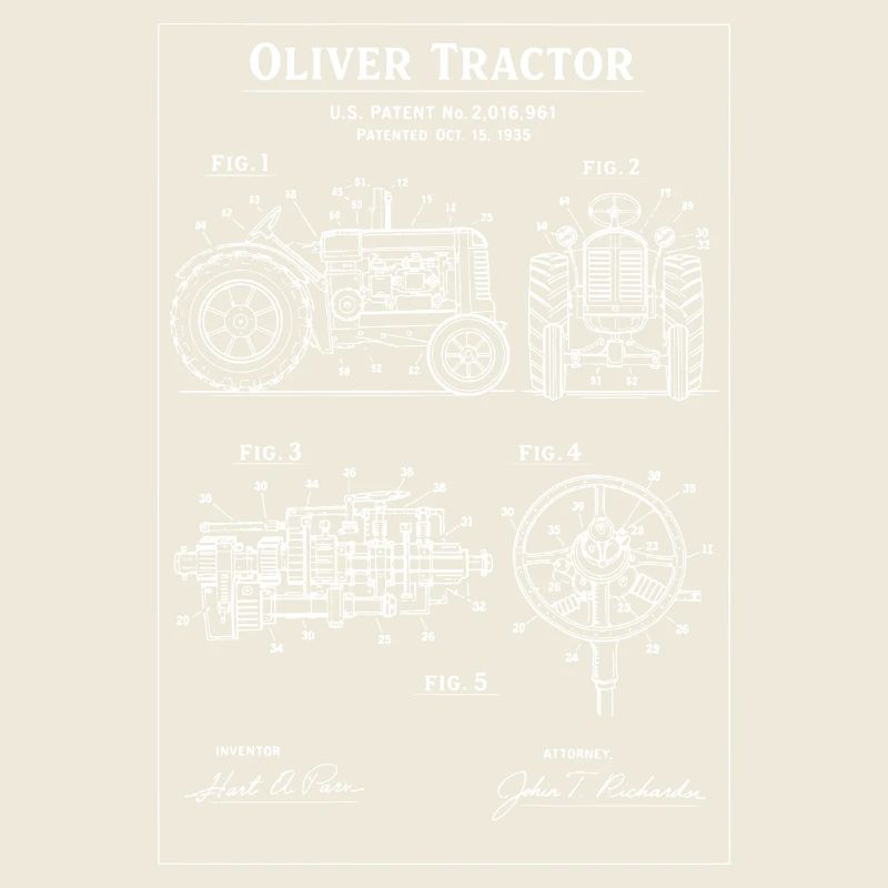 Illustration du brevet du plan du tracteur Oliver