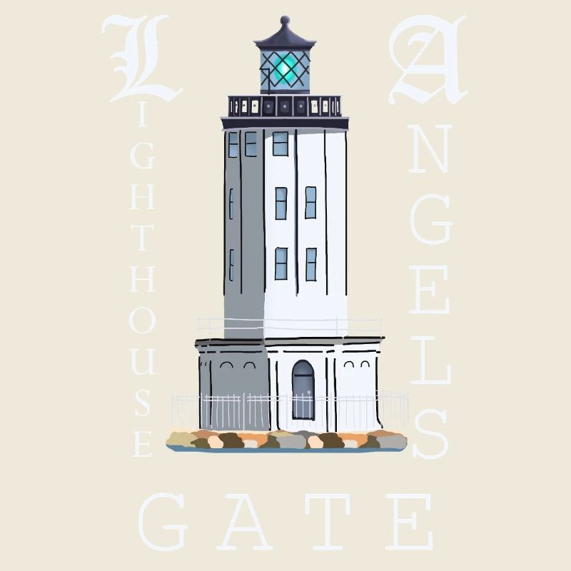 Los Angeles, dessin à la main du phare Angels Gate