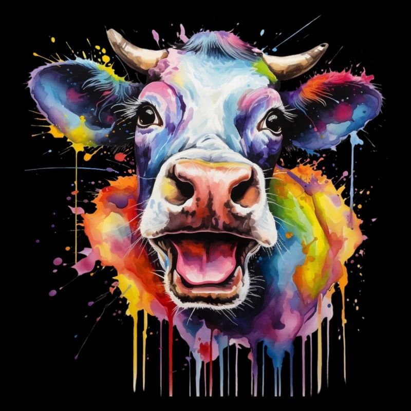 Bunte Kuh Popart, Kuh Regenbogen, Tier