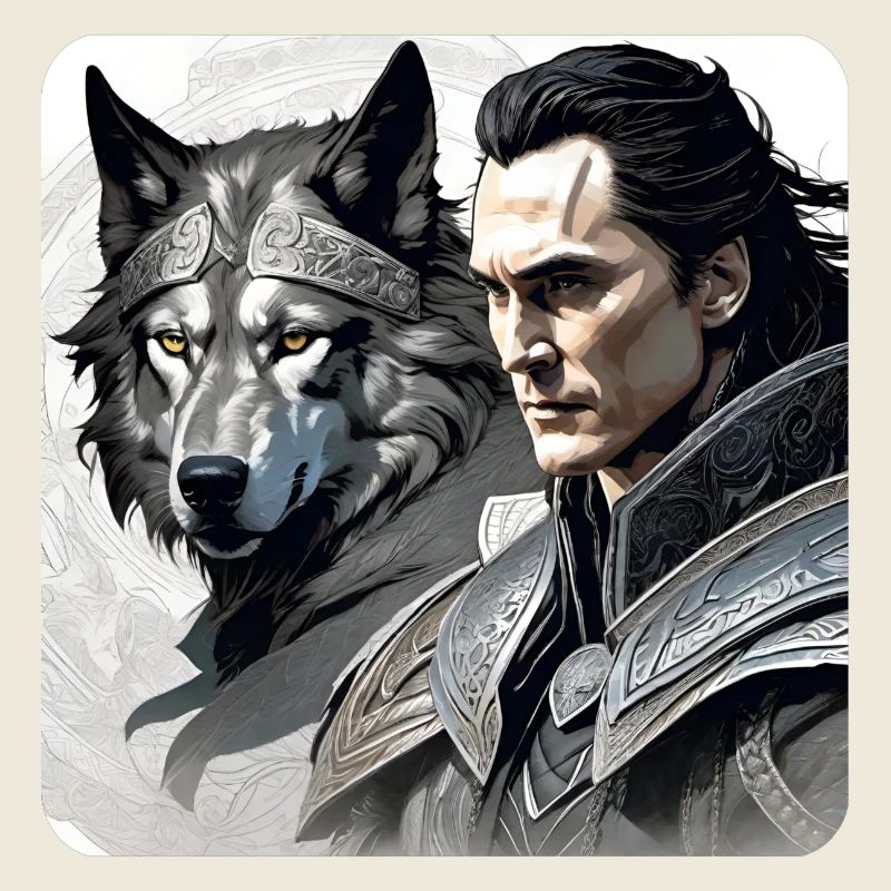 Loki mit Fenris Wolf Asgard Ragnarok