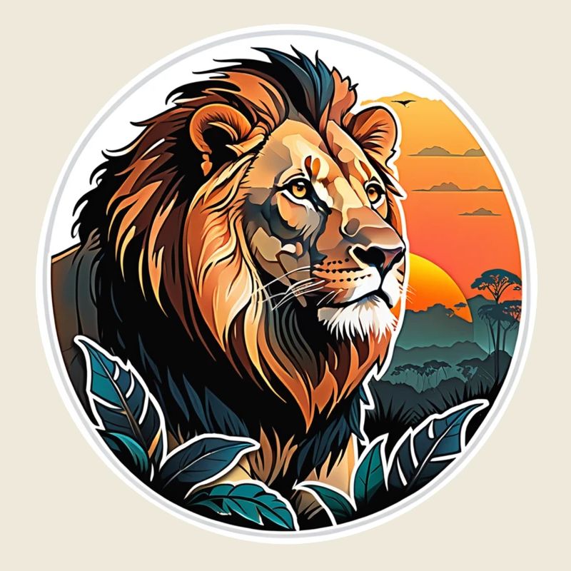 lion, lionceau et jungle