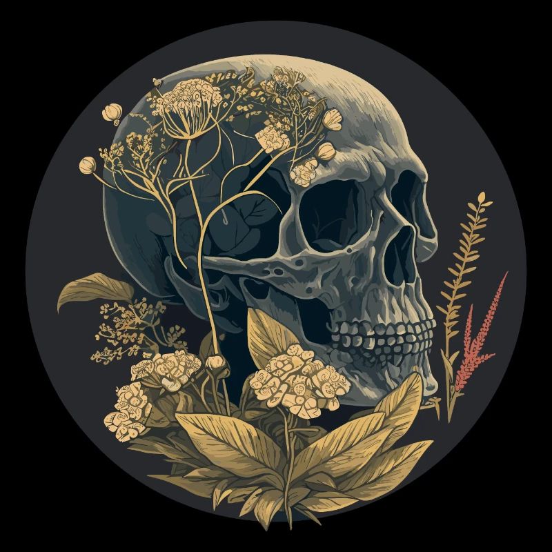 Menschlicher Schädel & Blumen 17