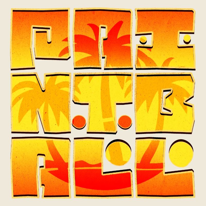 Paintball 3x3 tiki letters with tropical trees
