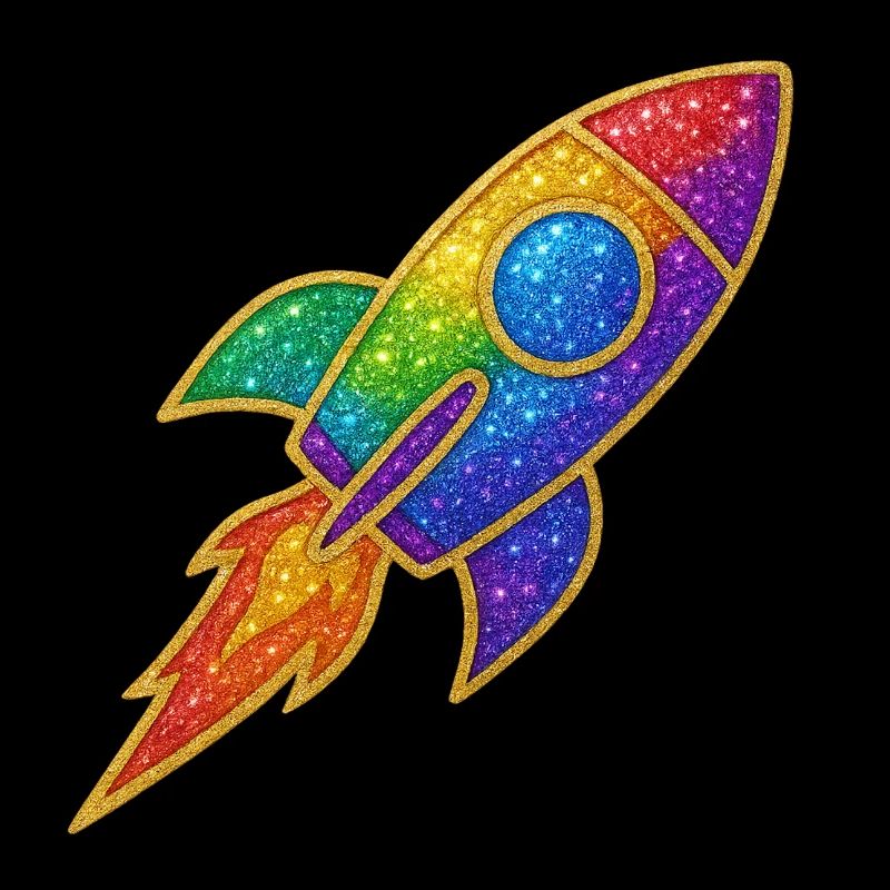 Glitter Rocket Rainbow Take-off Glitter Gold