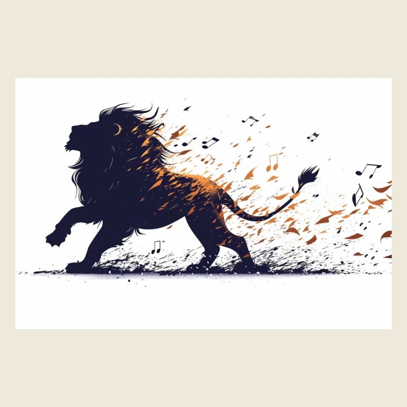 Lion with musical notes