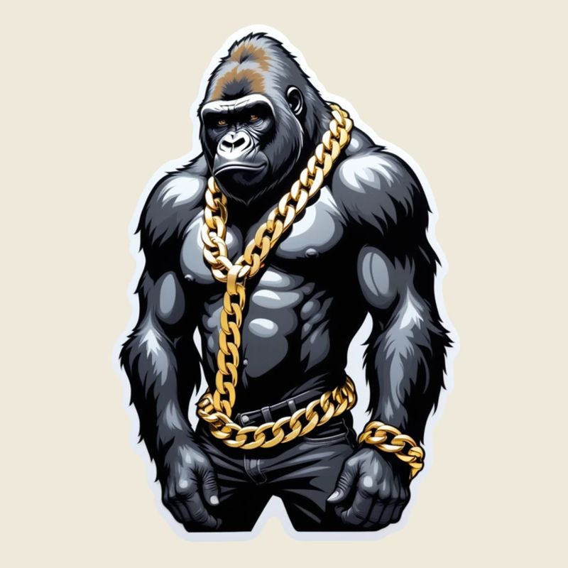 Gorilla mit Goldkette