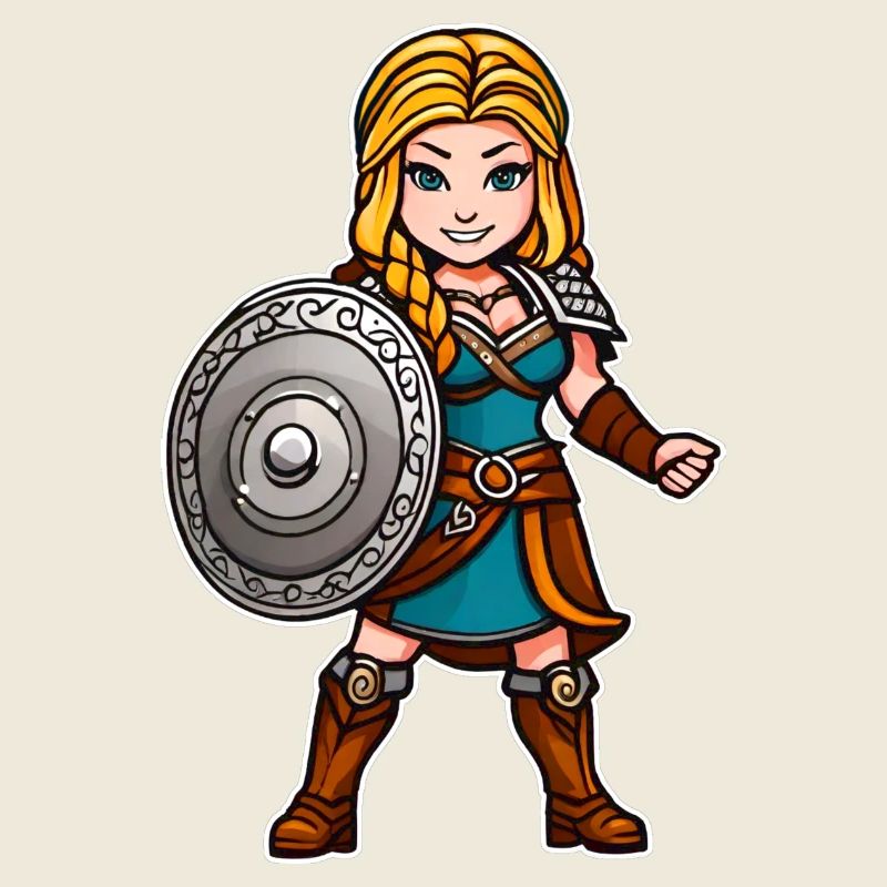 Stolze Wikingerin Germanin Schildmaid Comic Style
