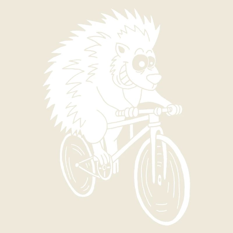 Weißer Igel auf dem Fahrrad