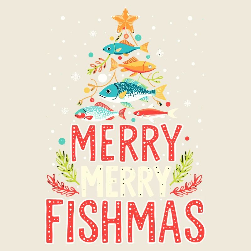 Funny Christmas Tree with Fish for Holiday