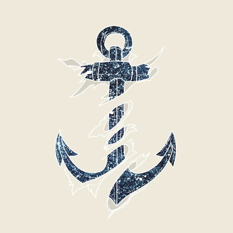 Kosmischer Anker - Weiße Kontur