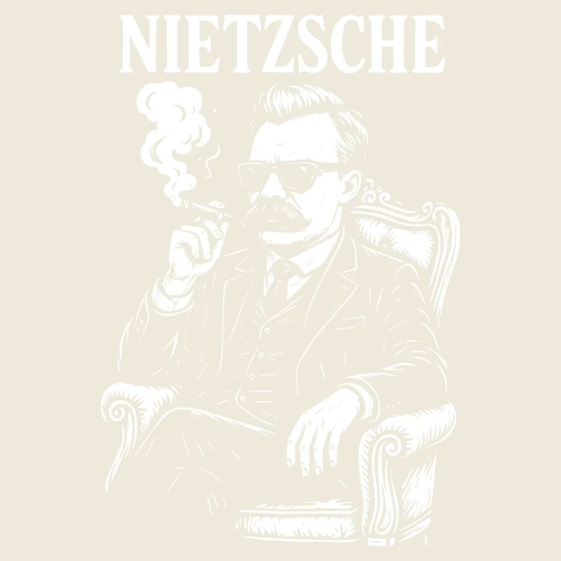 Nietzsche smoking a cigar as a mafia guru
