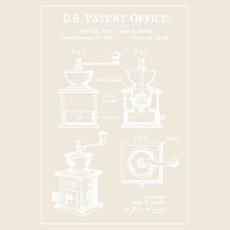 Diagramm der Vintage-Kaffeemühle
