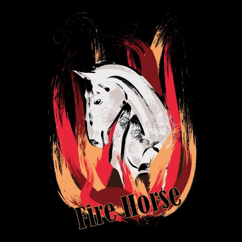 Fire Horse - Illustration with flames