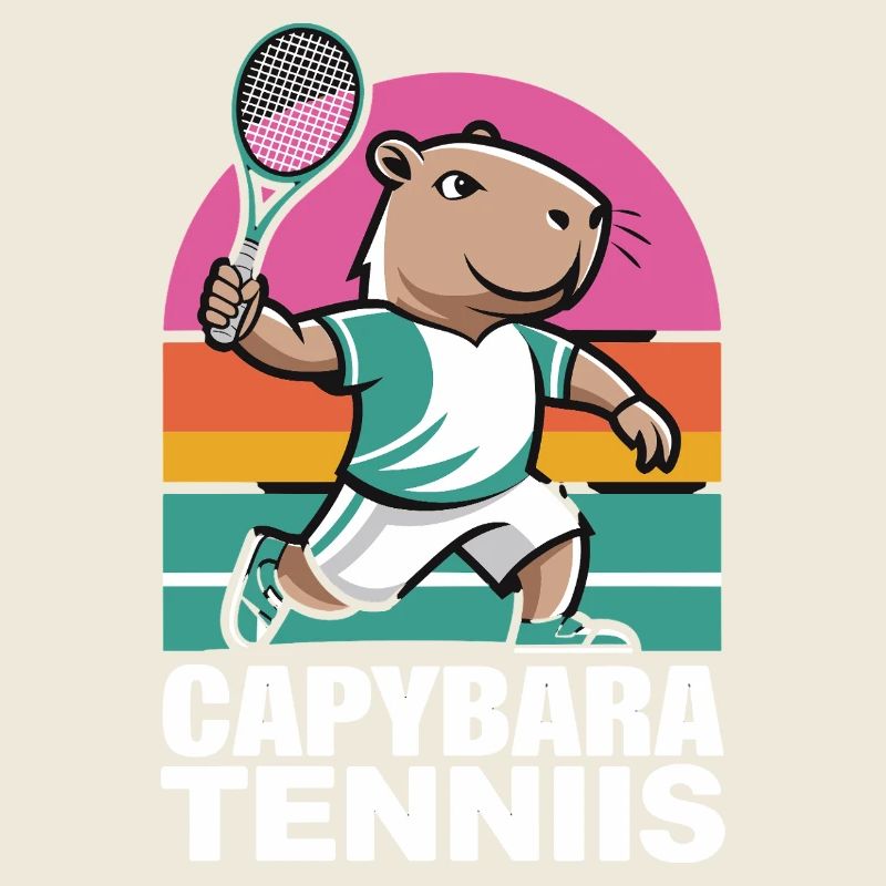  Capybara Tenniis Lustiges Capybara Tennis Retro