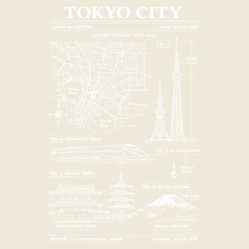 Tokyo City Blueprint Map