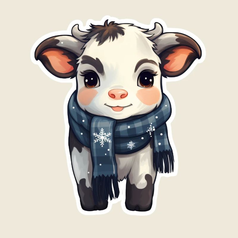 Kälbchen im Winter mit Schal