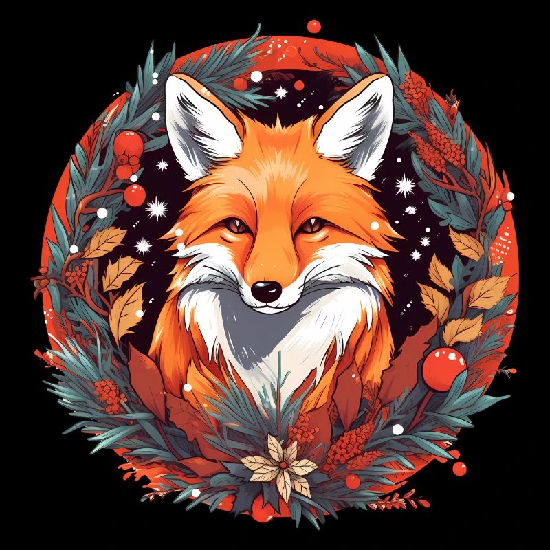 Fox Avec des éléments de Noël, Love Foxes