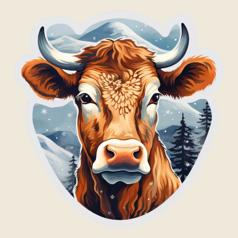 Winter alpine cow
