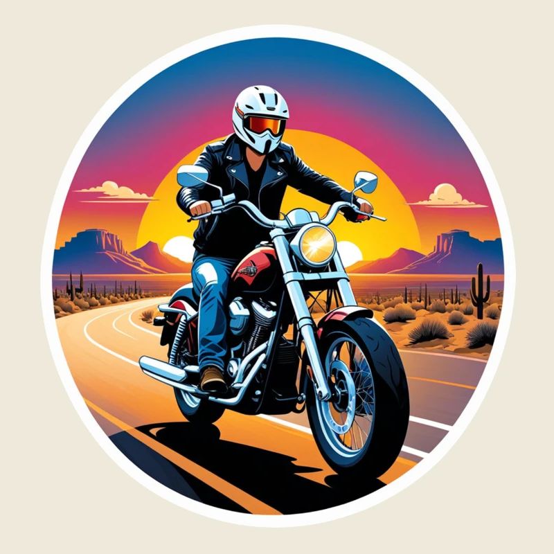 moto et couché de soleil, cadeau motard