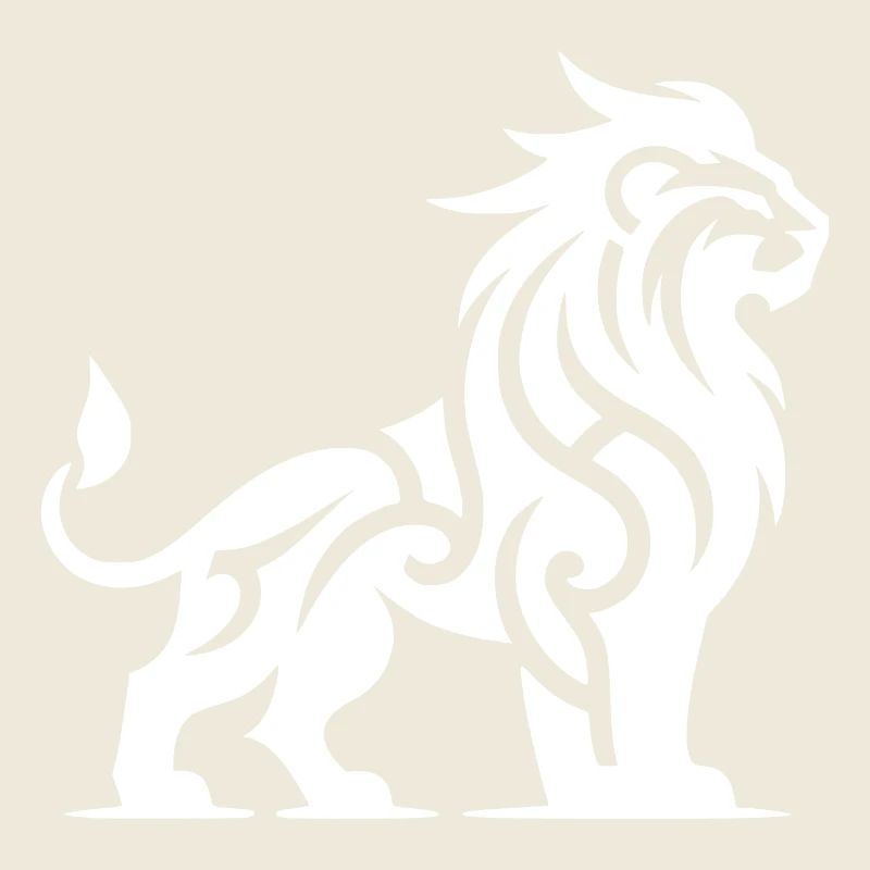 Proud tribal tattoo lion with wild mane