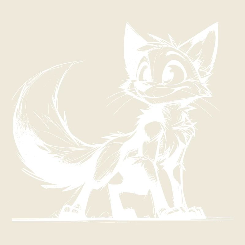 Sympathetic Clever Fox Stroke Drawing