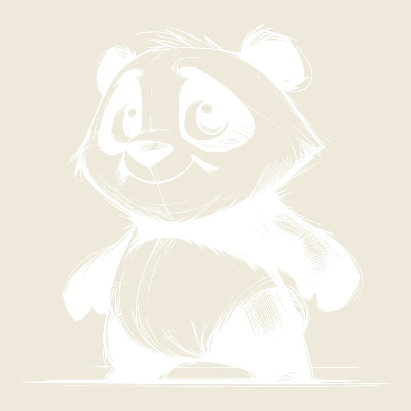 Cute Panda Baby Bear with Big Eyes Sketch