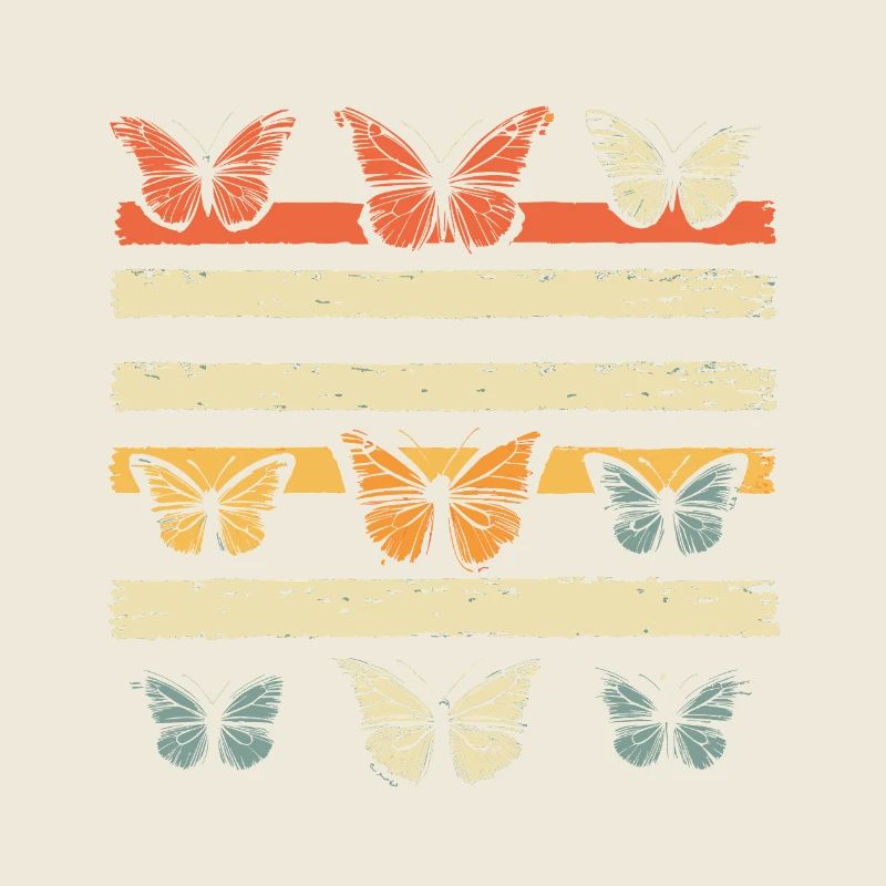 Papillons colorés Rayures de couleur vintage