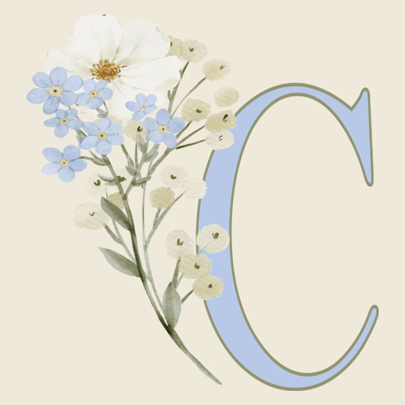 Lettre C avec motif floral