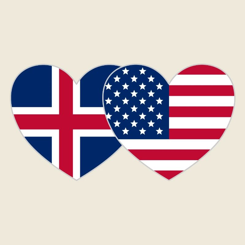 Islande usa Flag Heart