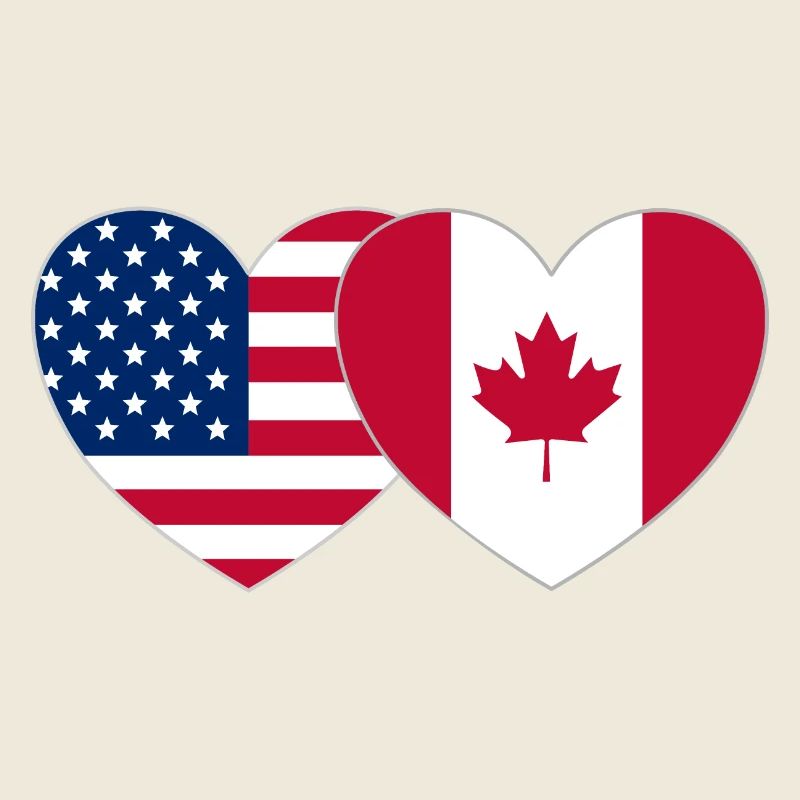 USA Kanada Flagge Herz