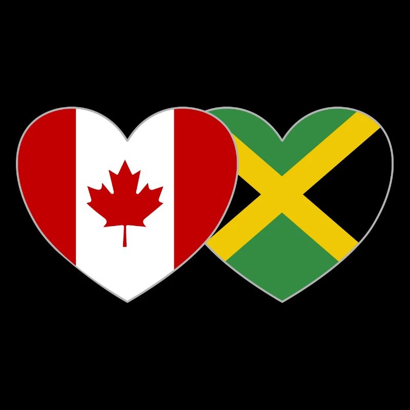 Canada Jamaica Flag Heart