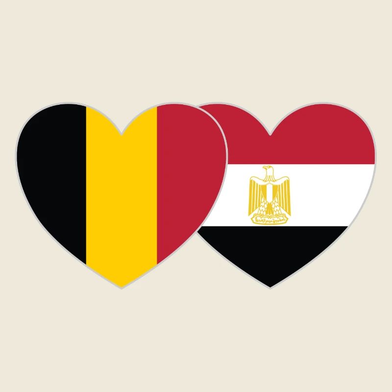 Belgique Egypte Drapeau Coeur