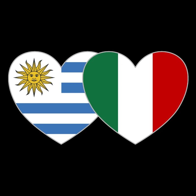 Uruguay Italy Flag Heart