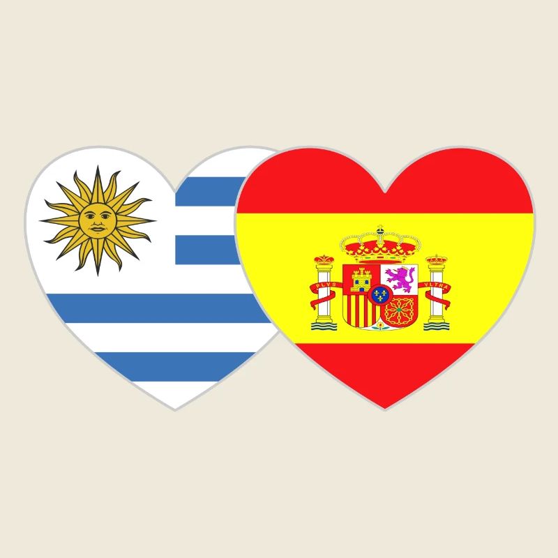 Uruguay Spanien Flagge Herz