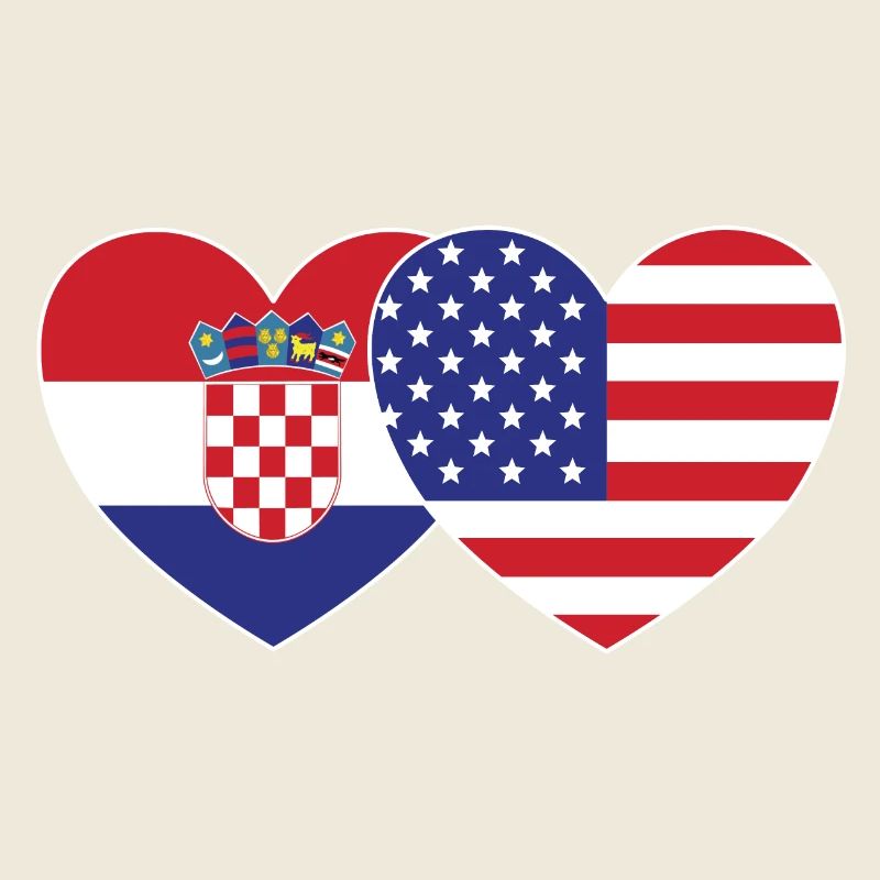 Kroatien USA Flagge Herz
