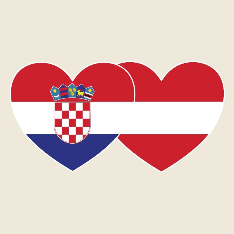 Croatia Austria Flag Heart