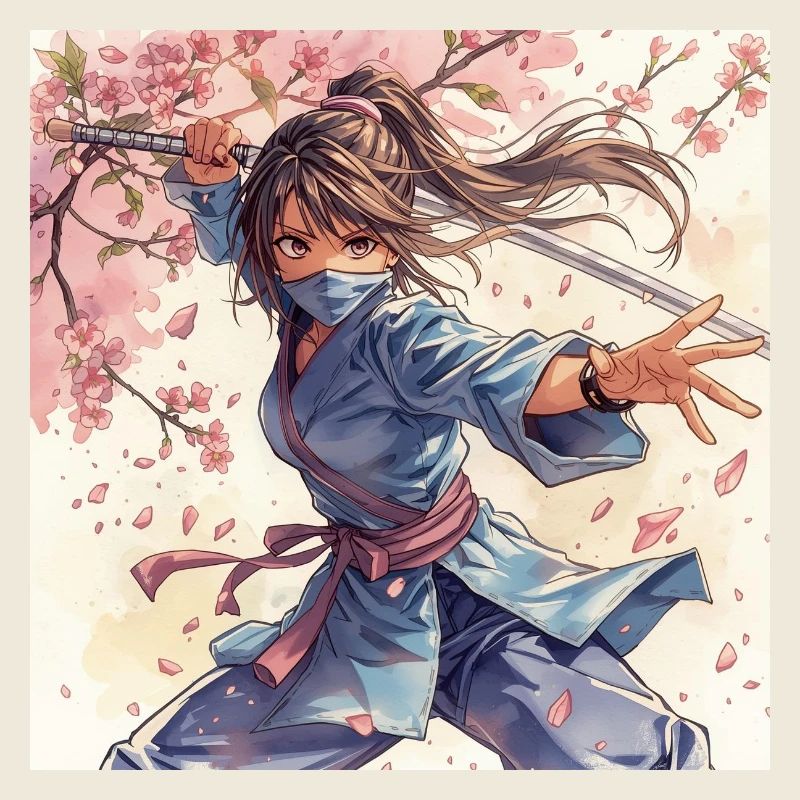 Blütenklinge Ninja im Kimono