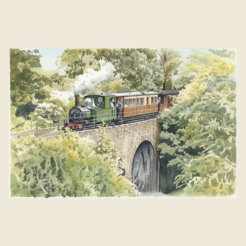 Viaduc du train à vapeur à l’aquarelle