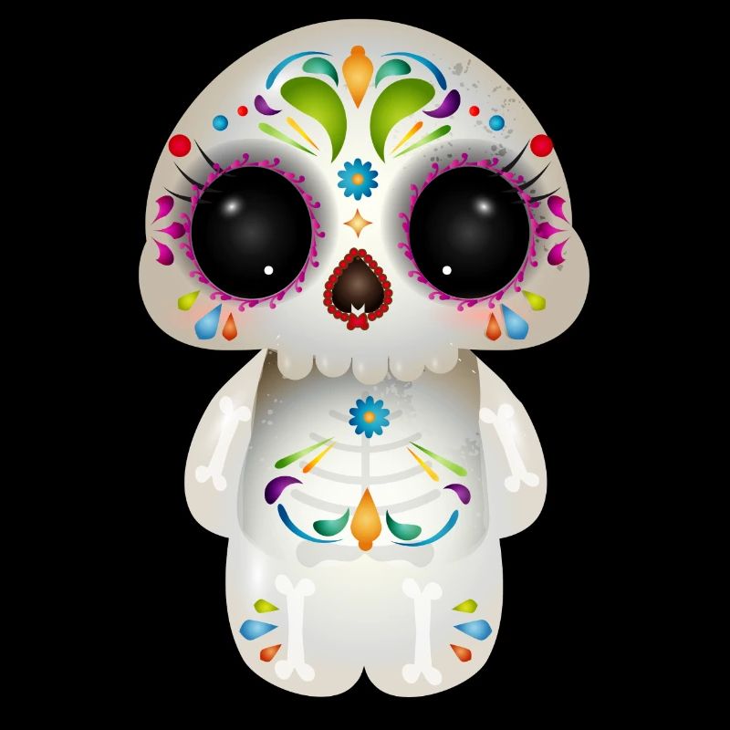 cute sugar skull with colorful ornaments