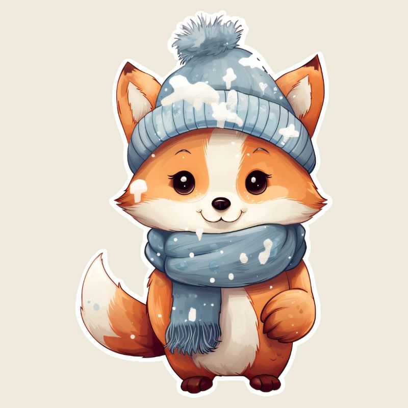 Fuchs mit Mütze und Schal
