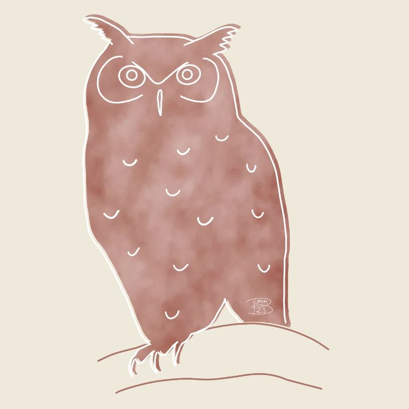 "Owl", Boho Line Art Design, Series "Woods"