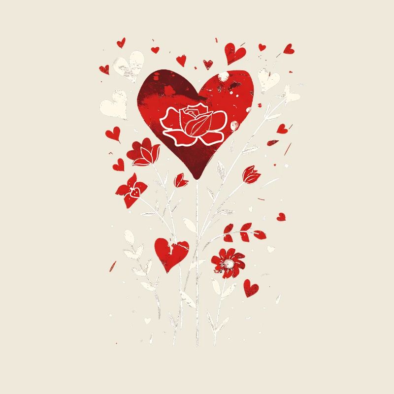 Conception de la Saint-Valentin avec des cœurs, des feuilles et des Roses