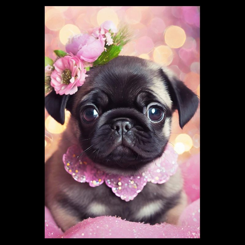 Joli bouledogue avec couronne de fleurs